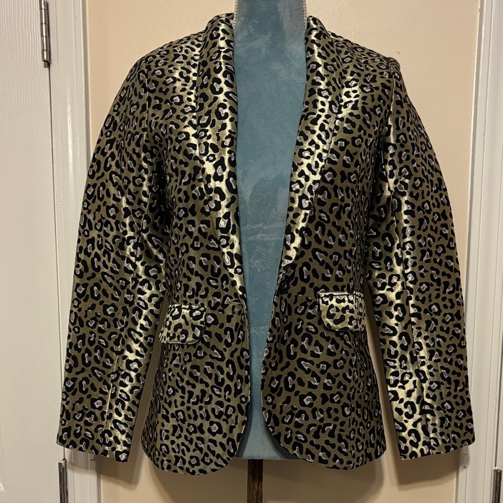 VENUS Metallic Leopard Print Blazer